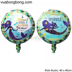 Bong bóng tròn in nàng tiên cá 45cm 18 inch